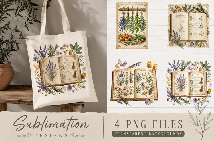 Vintage Apothecary & Herbal Tea Sublimation PNG