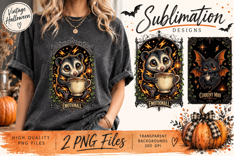 Vintage Halloween Sarcastic Animals PNG | Funny Gothic