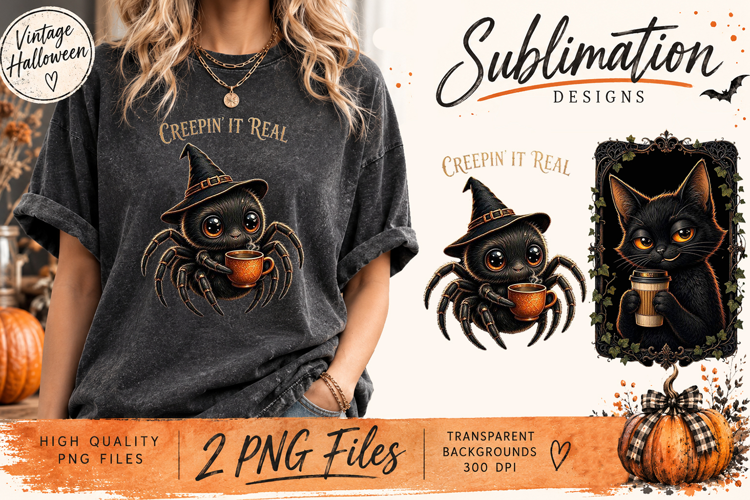 Vintage Halloween Sarcastic Animals PNG | Funny Gothic