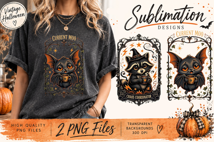 Vintage Halloween Sarcastic Animals PNG | Funny Gothic