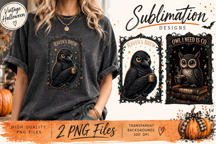 Vintage Halloween Sarcastic Animals PNG | Funny Gothic