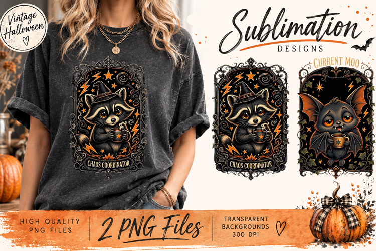 Vintage Halloween Sarcastic Animals PNG | Funny Gothic