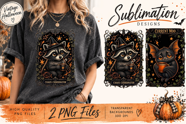 Vintage Halloween Sarcastic Animals PNG | Funny Gothic