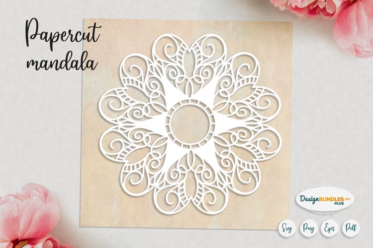 Vintage mandala papercut template | Spring mandala SVG example image 1