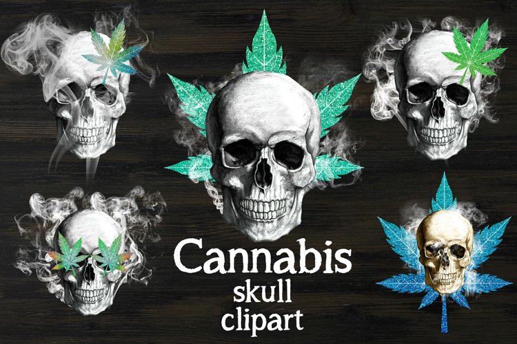 Cannabis skull clipart example image 1