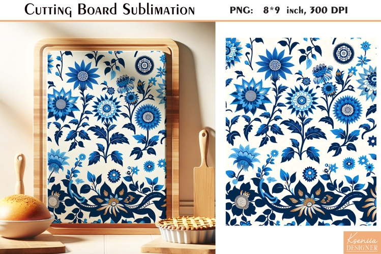 Retro Flowers |Watercolor Vintage Cutting Board Sublimation