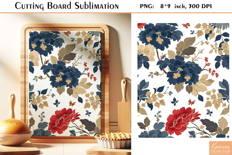 Retro Flowers |Watercolor Vintage Cutting Board