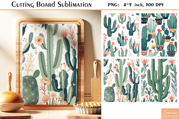 Retro Desert Cactus|Succulent| Vintage Cutting Board