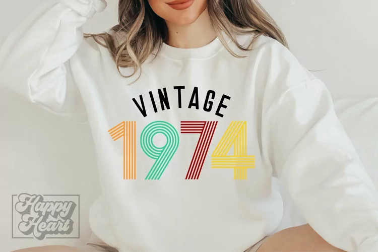 Vintage 1974 SVG - Hello Fifty SVG - 50th Birthday SVG