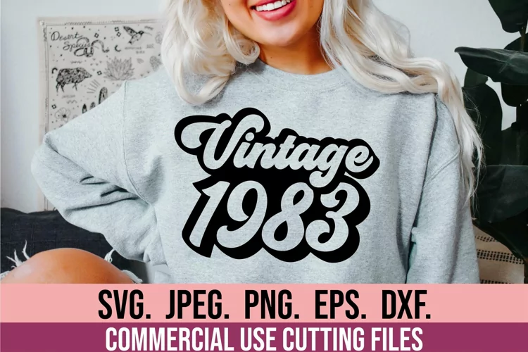 Vintage 1983 SVG - 40th Birthday Clipart - Retro Birthday