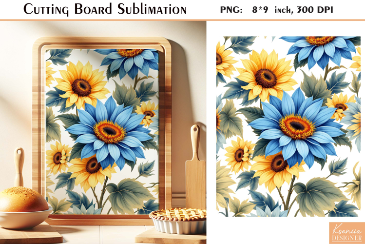 Retro Sunflowers |Watercolor Vintage Cutting Board Design