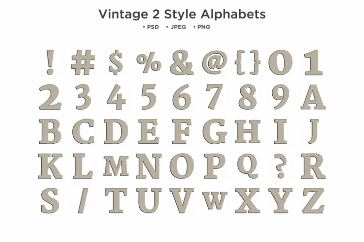 Vintage 2 Style Alphabet Typography
