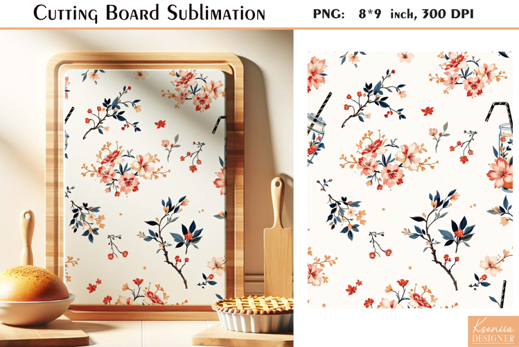 Retro Pink Flowers|Branch| Vintage Cutting Board