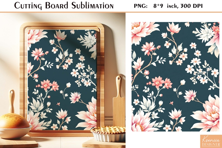 Retro Pink Flowers |Watercolor Vintage Cutting Board