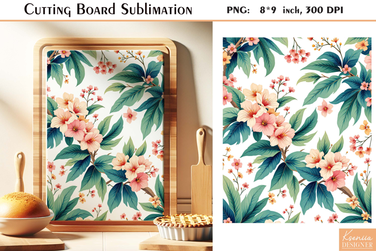 Retro Peach Flowers |Watercolor Vintage Cutting Board