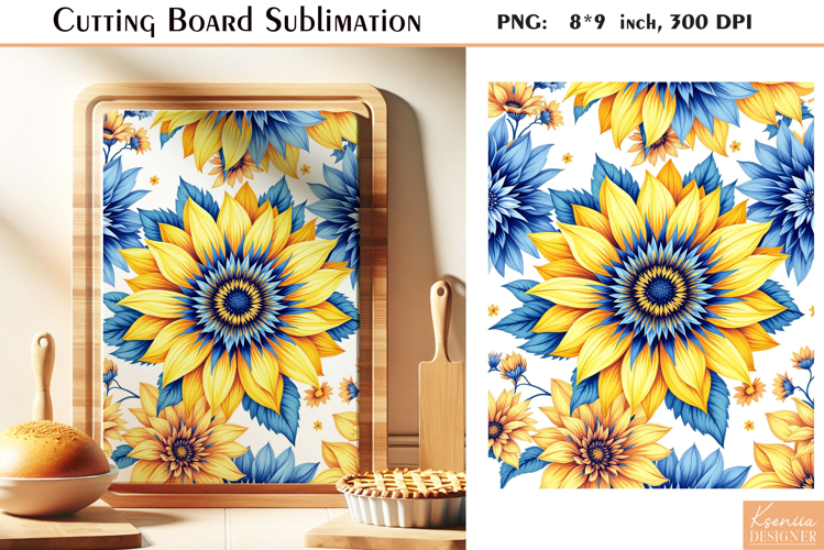 Retro Sunflowers |Watercolor Vintage Cutting Board Design
