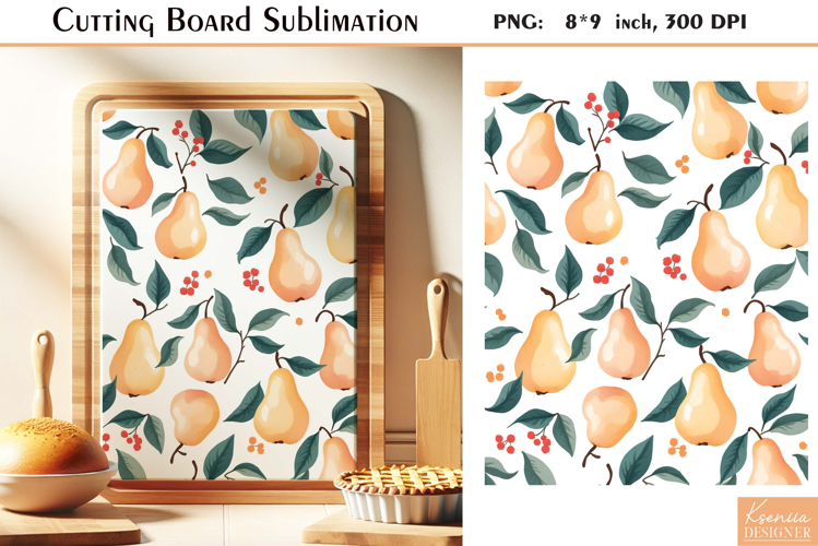 Retro Pear with Leaves| Vintage Cutting Board