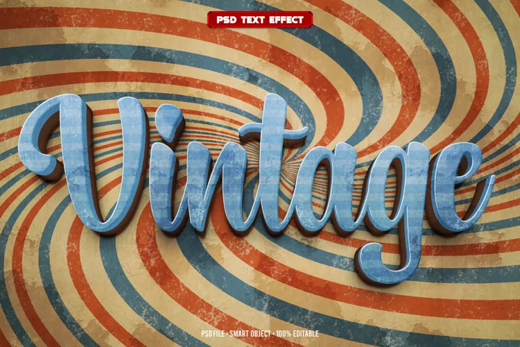 Vintage 3D editable text effect