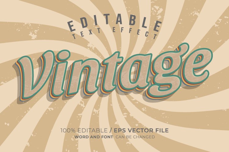 Vintage 3d Editable Text Effect example image 1