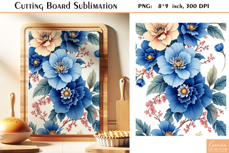 Retro Flowers |Watercolor Vintage Cutting Board Sublimation