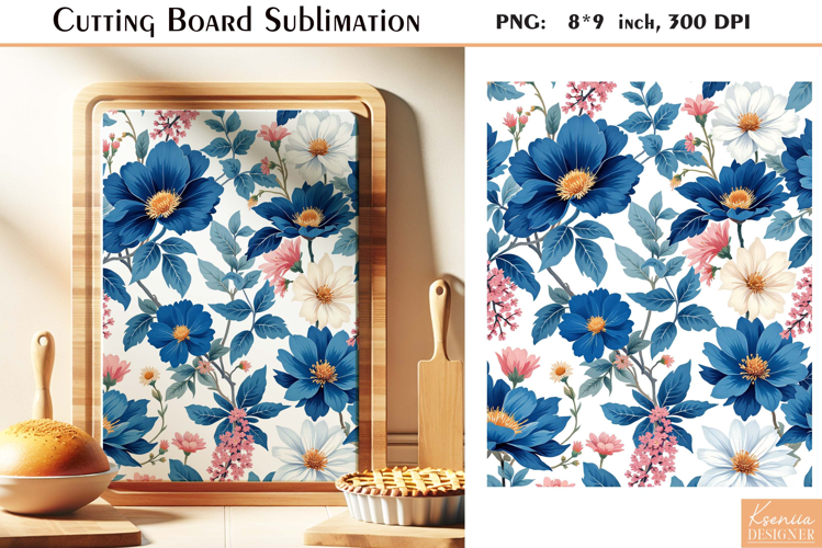 Retro Flowers |Watercolor Vintage Cutting Board Sublimation