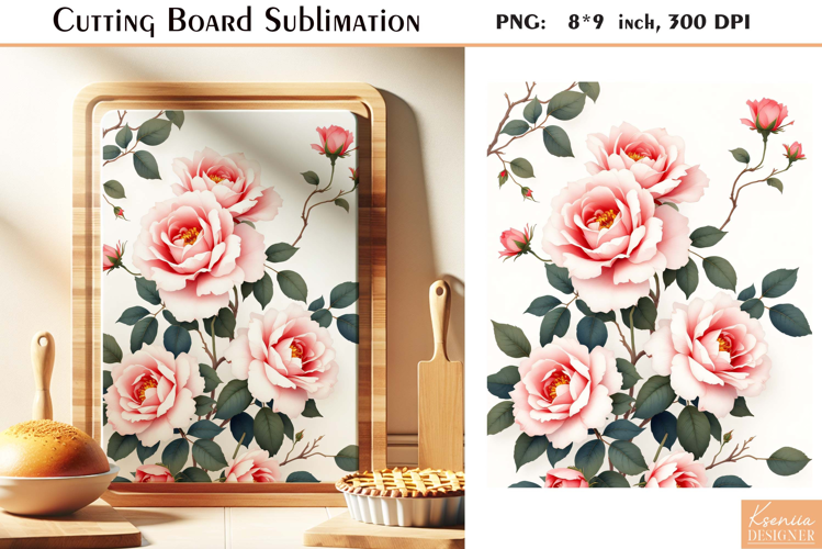 Retro Roses Flowers |Watercolor Vintage Cutting Board