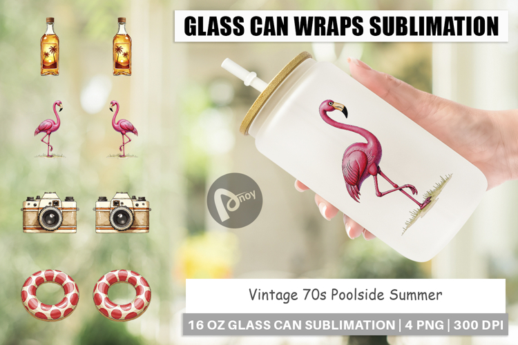 Vintage 70s Poolside Summer Glass Can