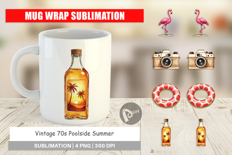 Vintage 70s Poolside Summer Mug Wrap