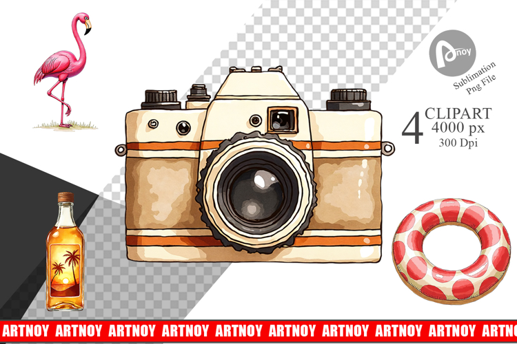 Vintage 70s Poolside Summer Clipart