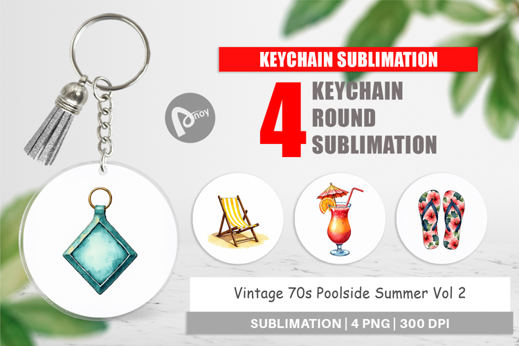 Vintage 70s Poolside Summer Keychain
