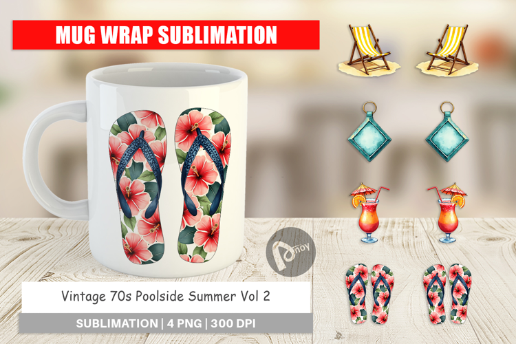 Vintage 70s Poolside Summer Mug Wrap