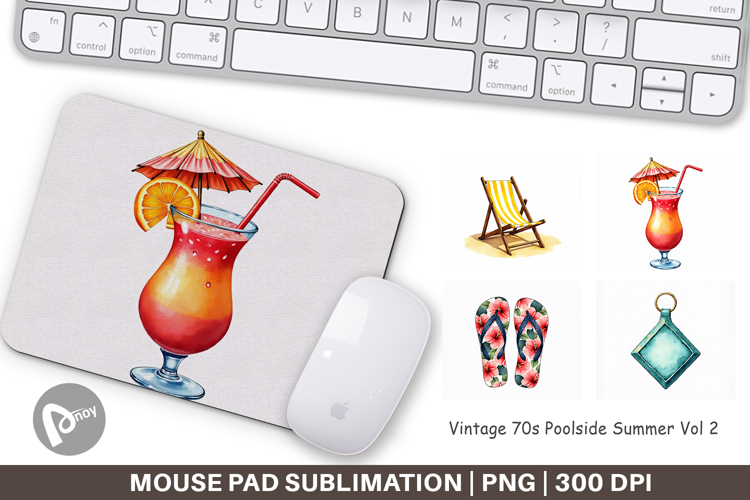 Vintage 70s Poolside Summer Mouse Pad
