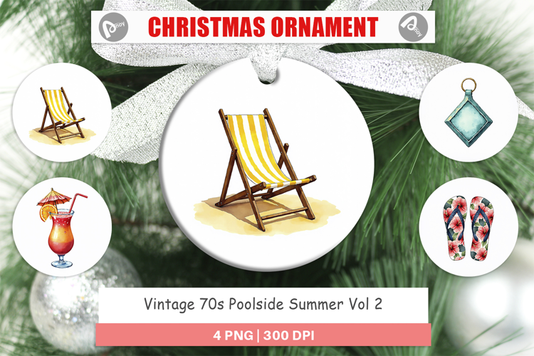 Vintage 70s Poolside Summer Ornament