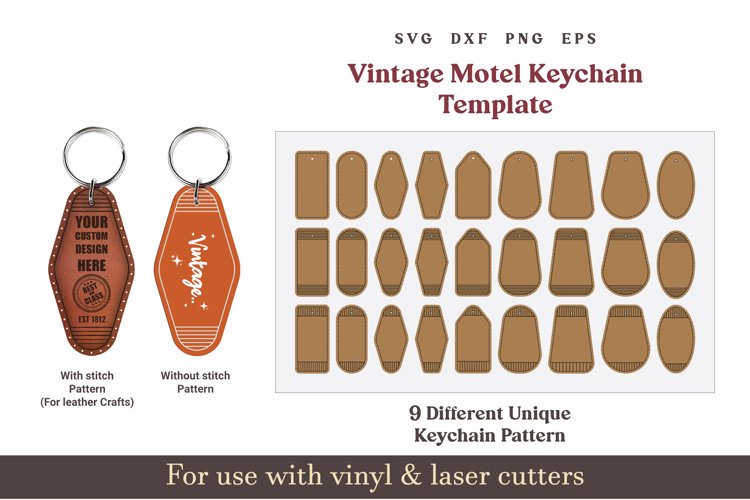 Vintage Retro motel keychain svg template, Laser cut file