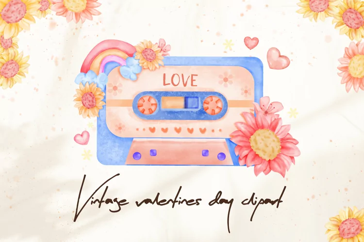 90s vintage valentines day nostalgia clipart&sublimation