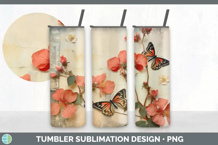 Vintage Abutilon Flowers Tumbler | Sublimation 20 oz Skinny
