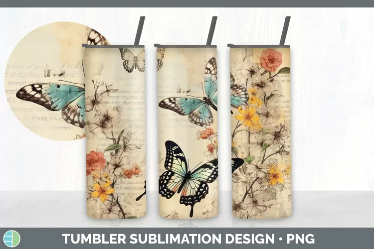 Vintage Acacia Flowers Tumbler | Sublimation 20 oz Skinny Tu