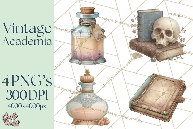 Dark Academia Clipart PNG Study Props Vintage Library Art