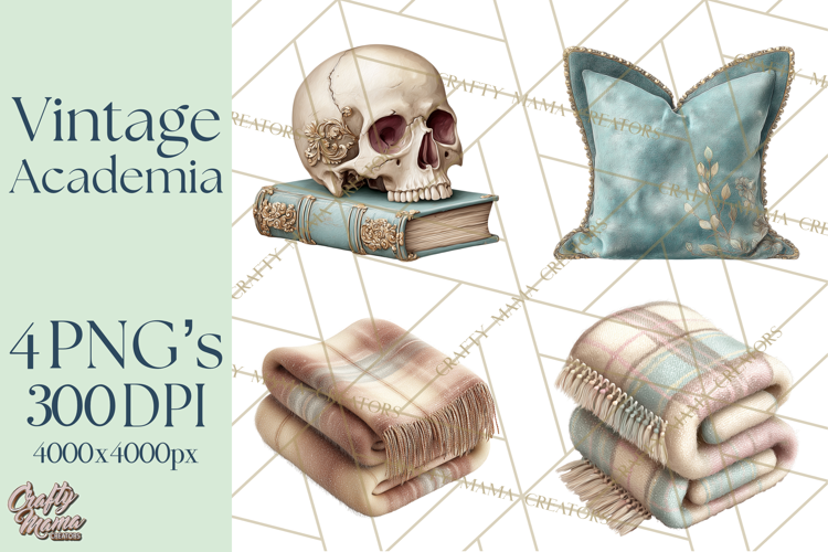 Dark Academia Clipart PNG Study Props Vintage Library Art