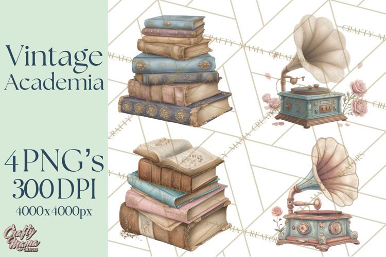 Dark Academia Clipart PNG Study Props Vintage Library Art