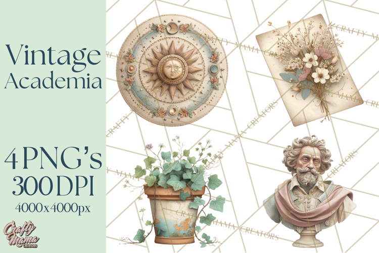Dark Academia Clipart PNG Study Props Vintage Library Art