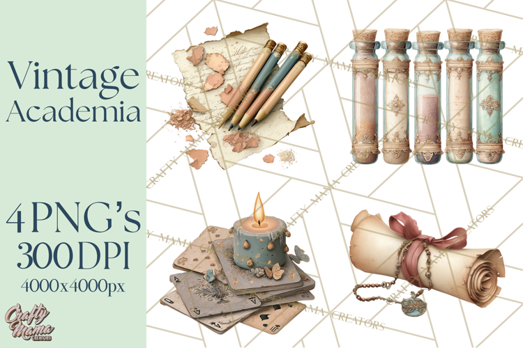 Dark Academia Clipart PNG Study Props Vintage Library Art