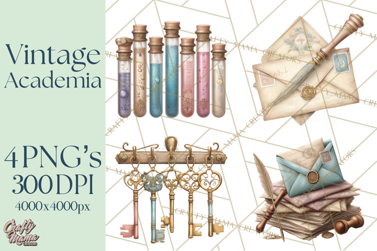 Dark Academia Clipart PNG Study Props Vintage Library Art