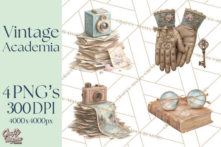 Dark Academia Clipart PNG Study Props Vintage Library Art