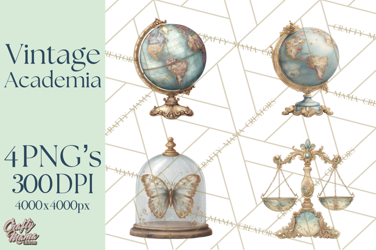 Dark Academia Clipart PNG Study Props Vintage Library Art