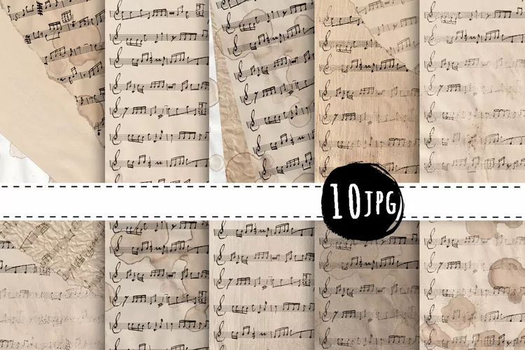 Vintage, aged music papers, backgrounds