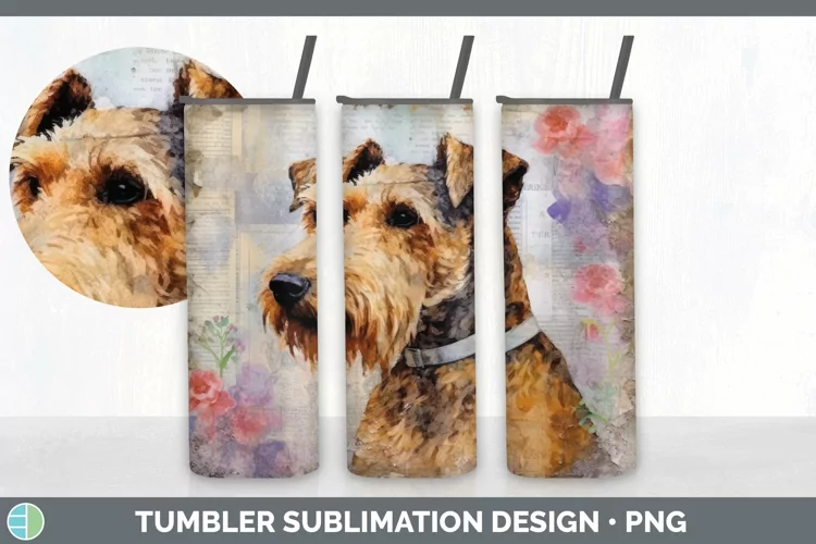 Vintage Airedale Terrier Dog Tumbler | Sublimation 20 oz Ski