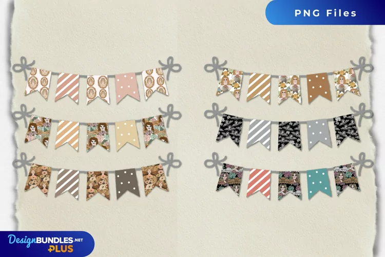Vintage Angel Seamless Pattern Bunting Banner Sets