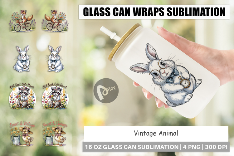 Glass Can Vintage Animal