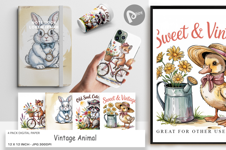 Digital Paper Vintage Animal
